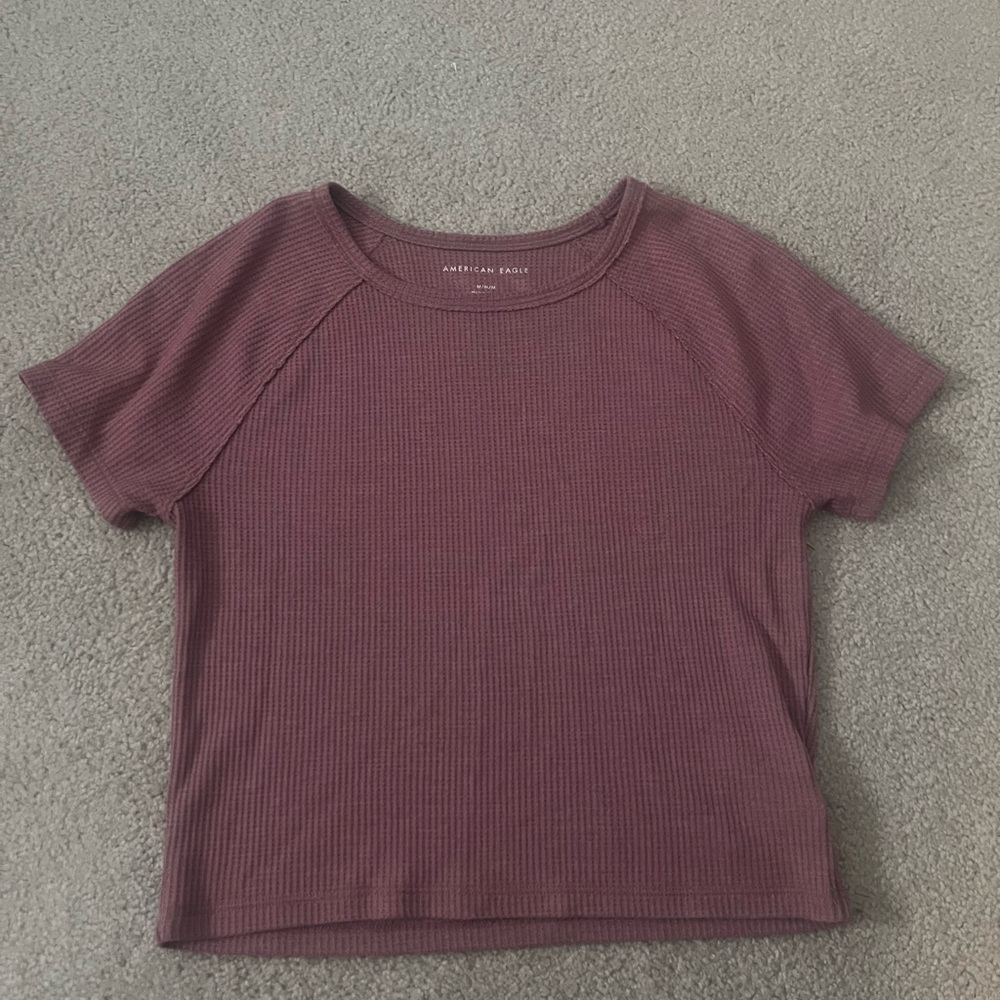 American Eagle Outfitters Maroon Ribbed Tee